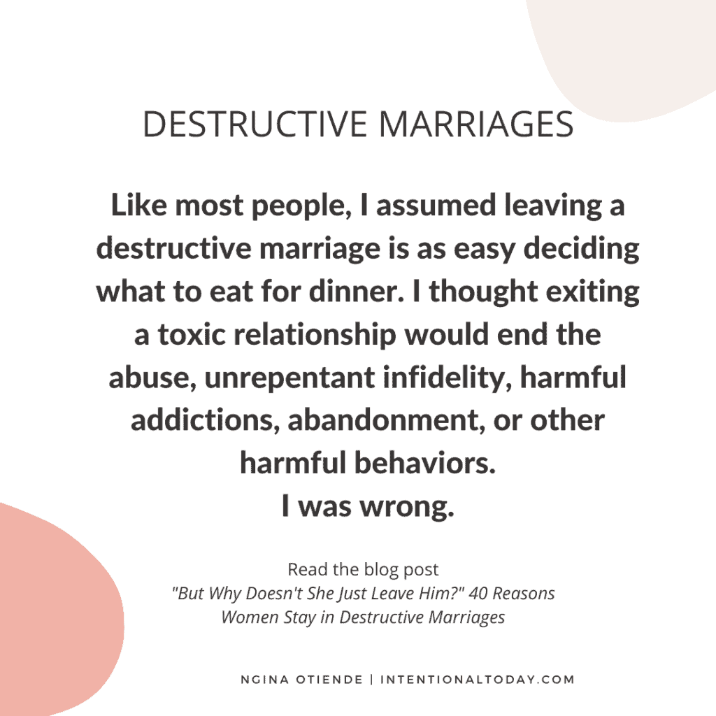 Why women do not leave bad marriages as quickly as we think they should